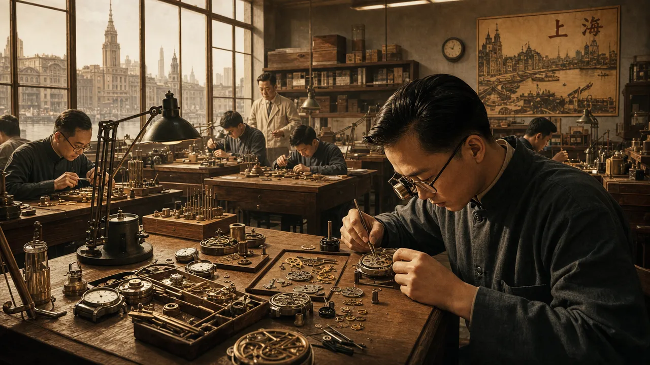 1955 Shanghai watchmaking workshop