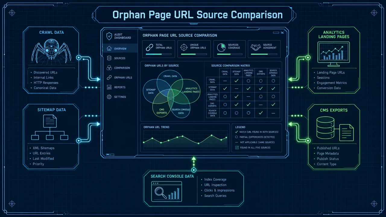 Orphan Page URL Source Comparison