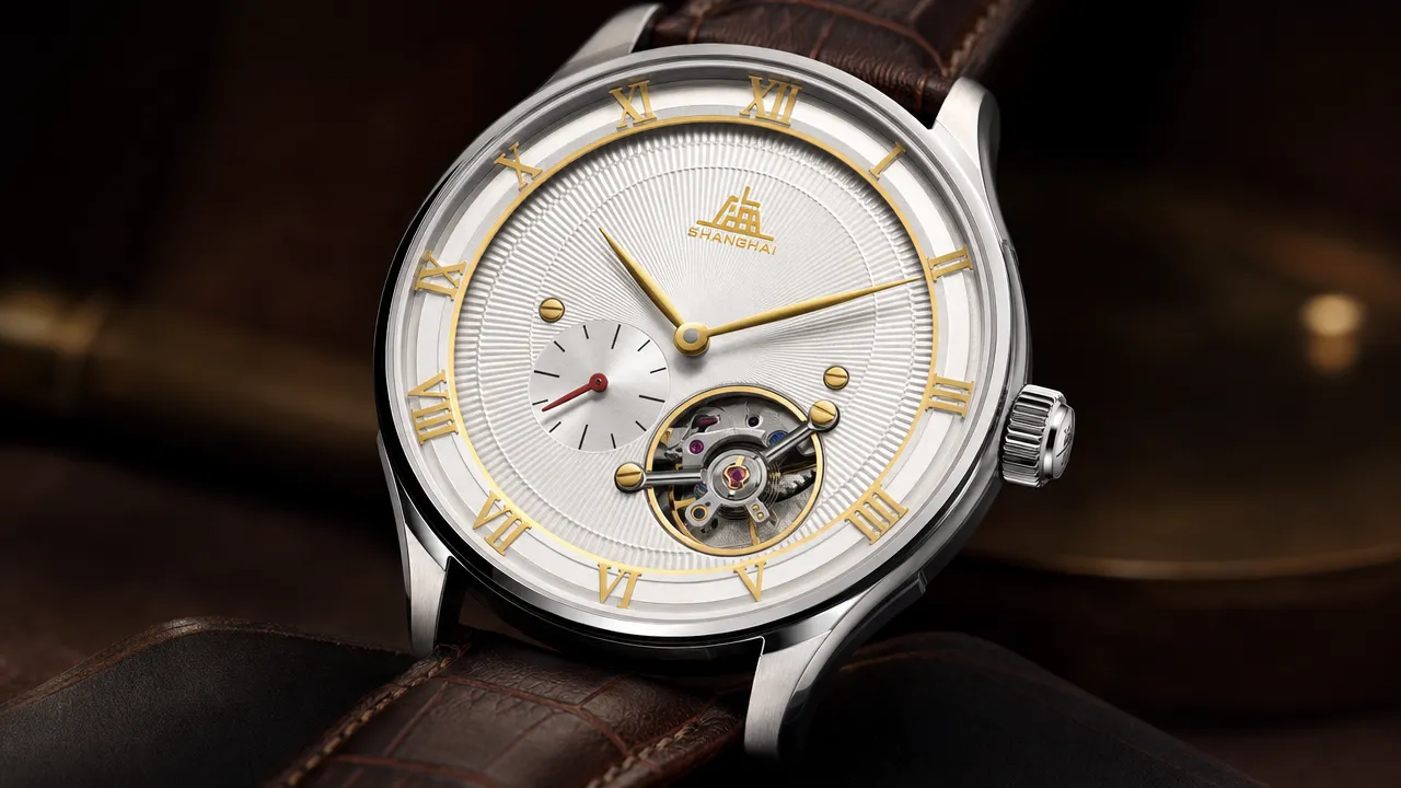 Shanghai Watch 50s Karrusel mechanical detail