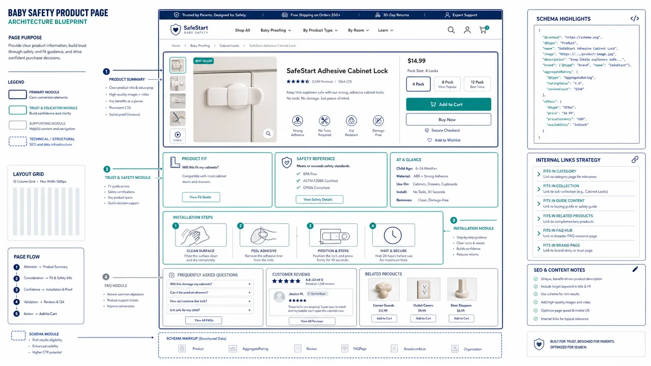 Baby safety product page architecture