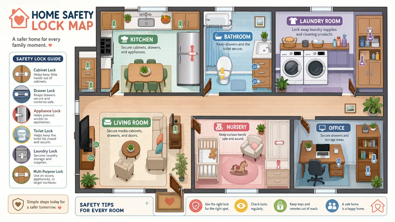 Room-by-room home safety lock map