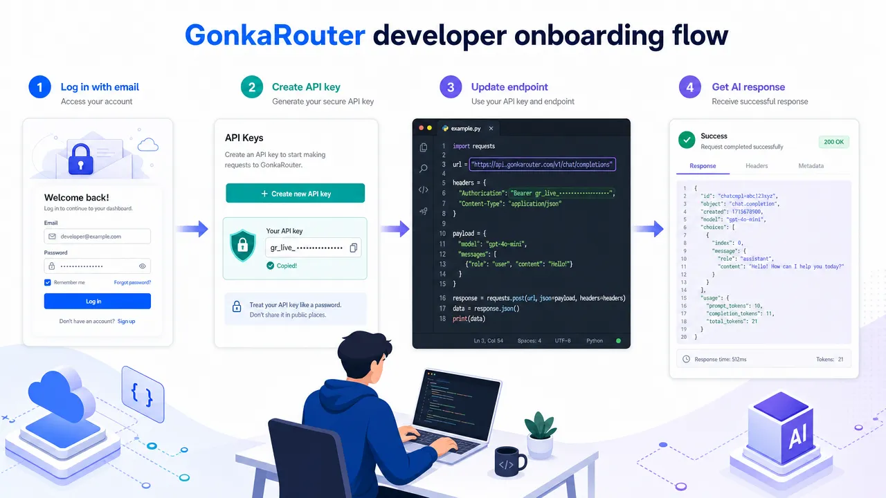 GonkaRouter developer onboarding flow