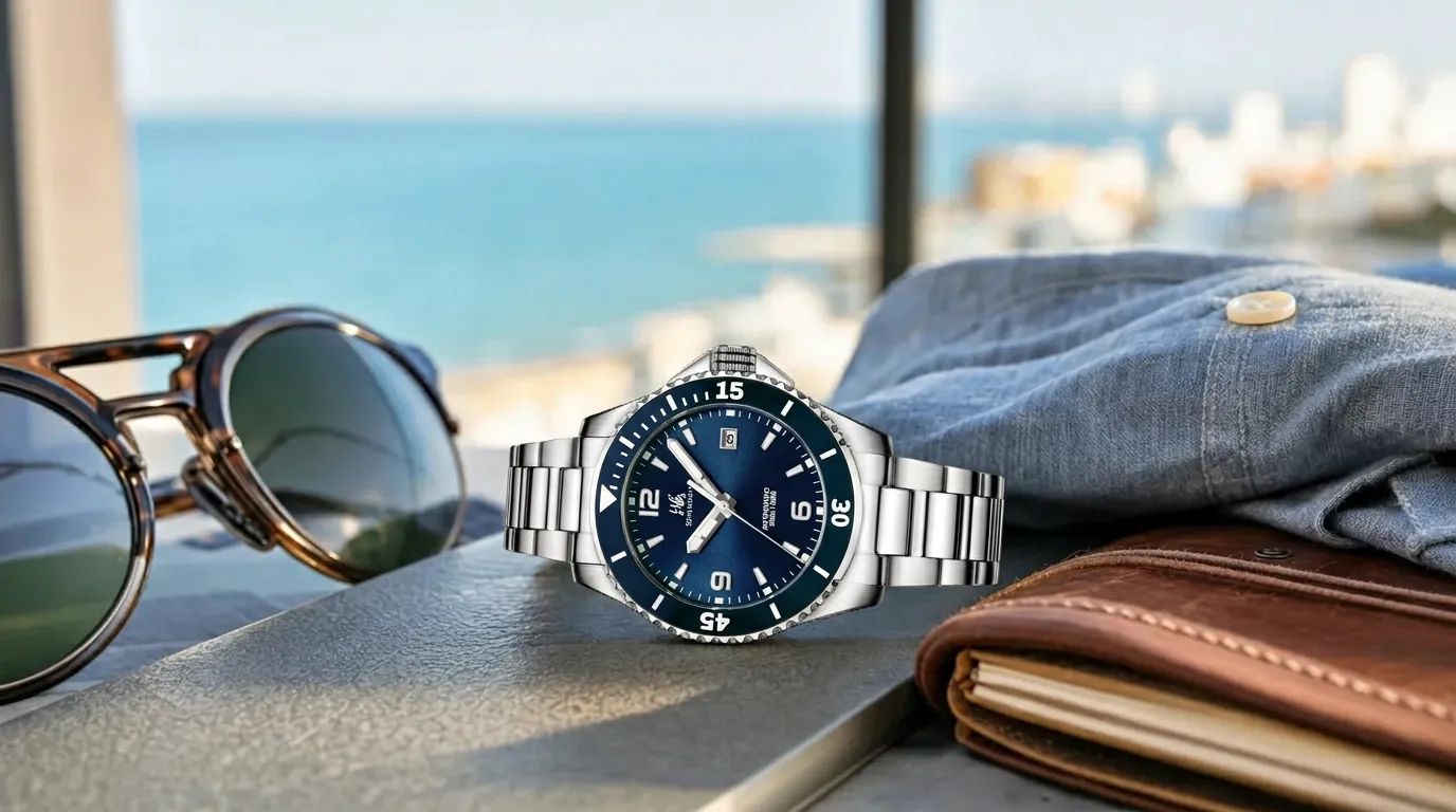 Casual dive watch lifestyle scene