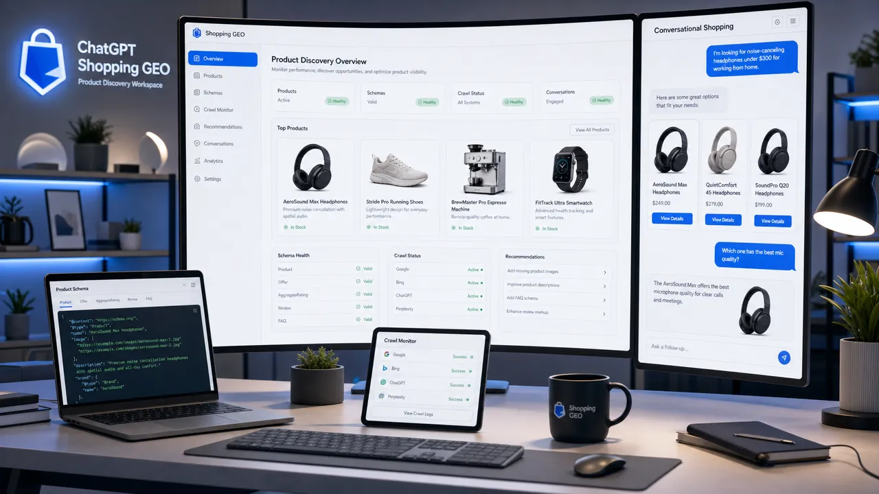 ChatGPT Shopping GEO product discovery workspace
