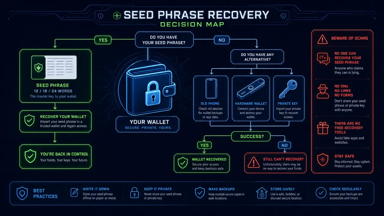 Seed Phrase Recovery Decision Map
