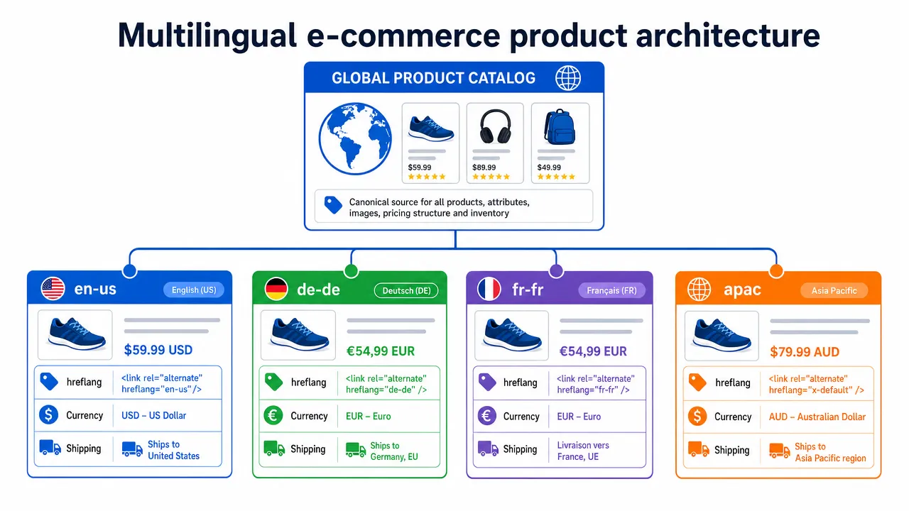Multilingual e-commerce product architecture