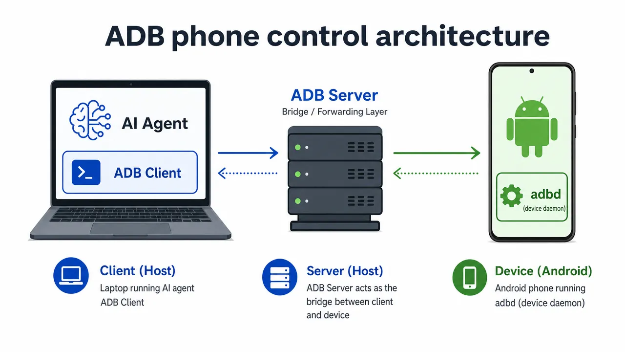 ADB phone control architecture