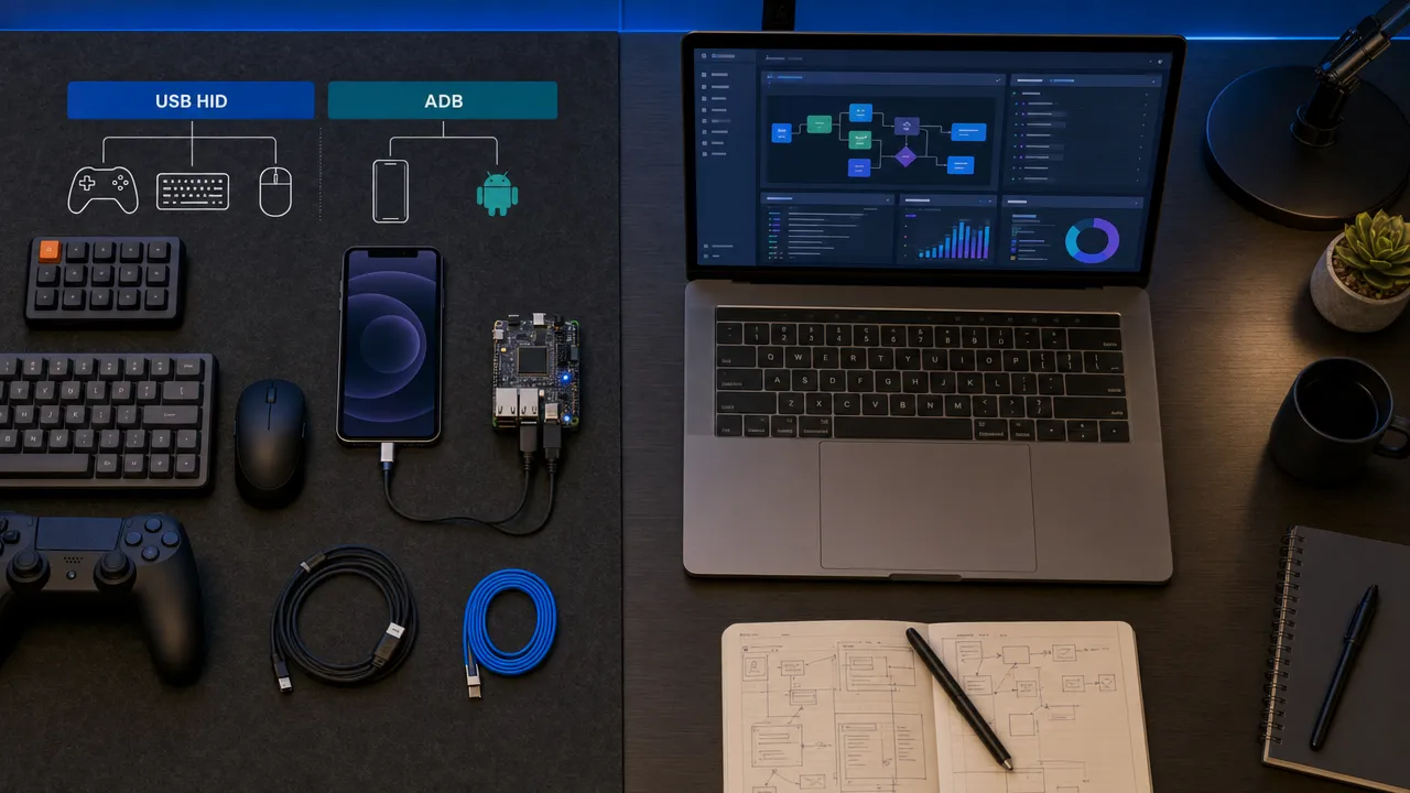 USB HID vs ADB comparison workspace