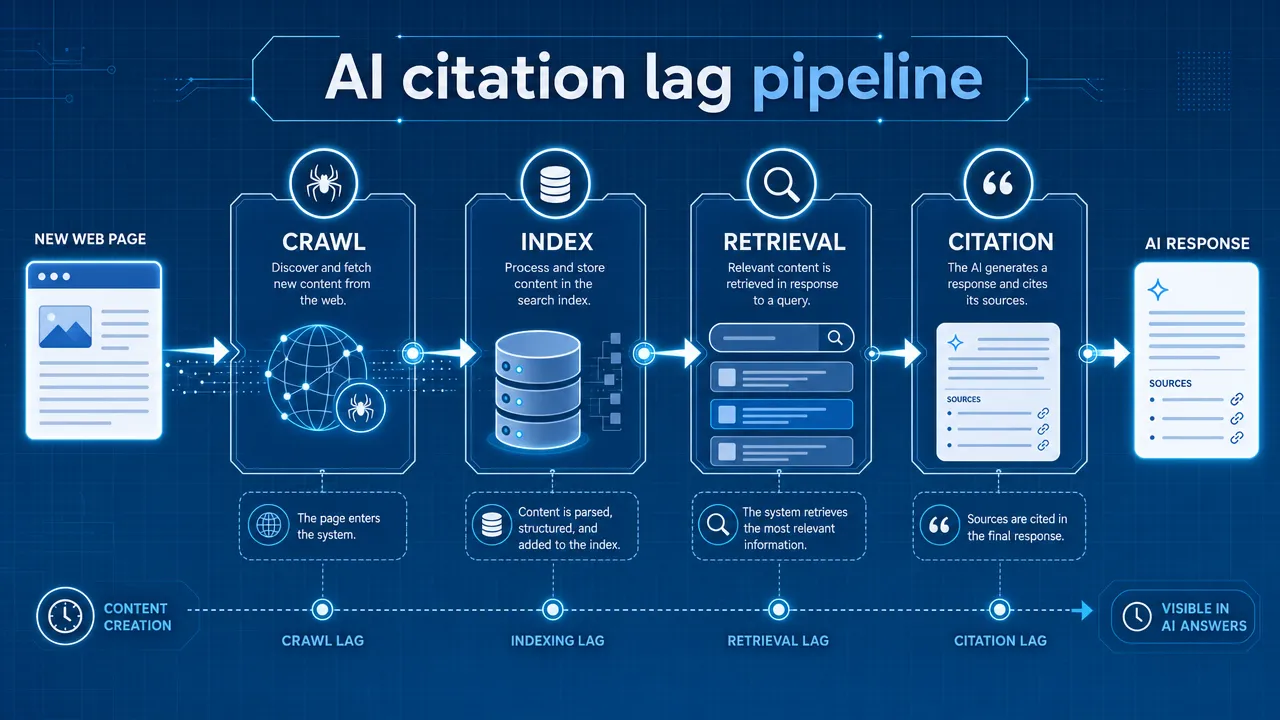AI citation lag pipeline