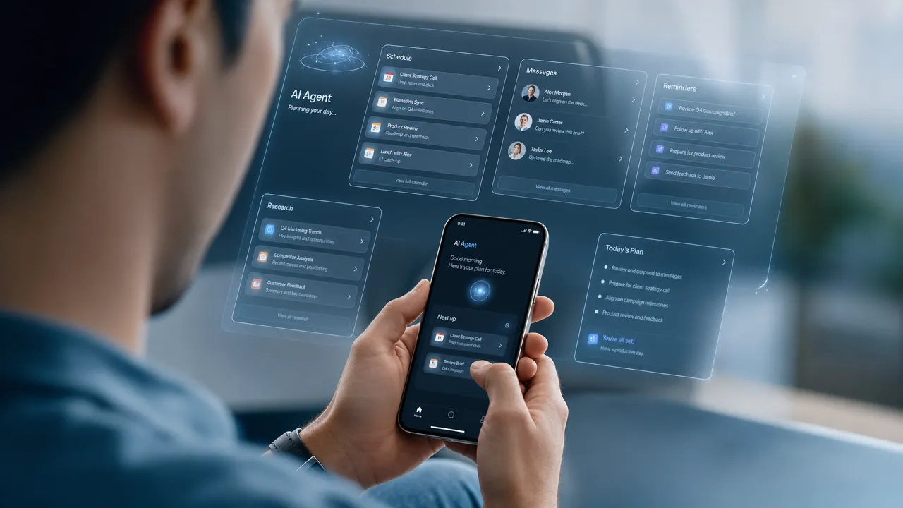 AI agent on a smartphone workflow