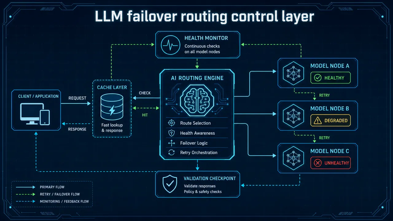 LLM failover routing control layer