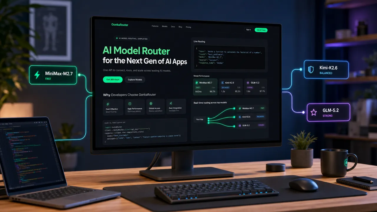 GonkaRouter AI model router dashboard concept