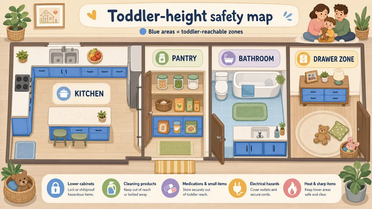 Toddler-height safety map