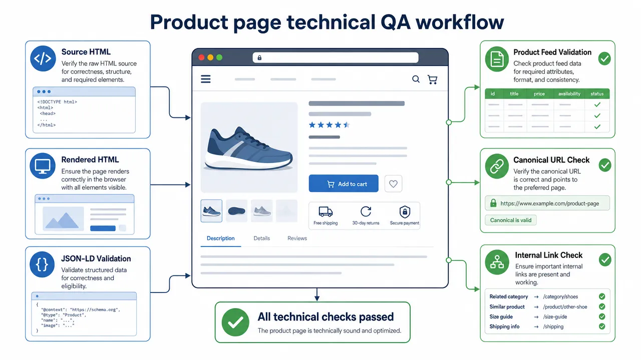 Product page technical QA workflow