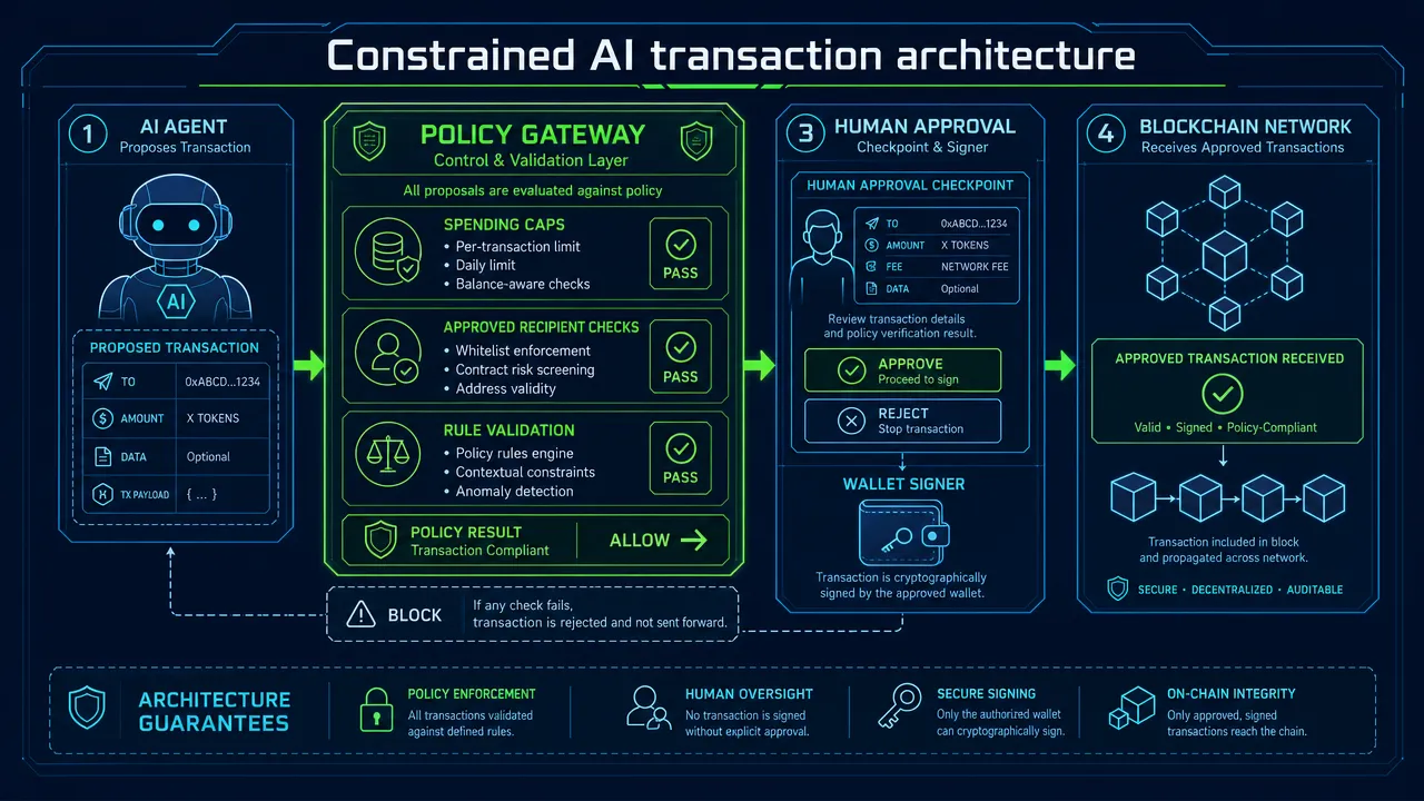 Constrained AI transaction architecture