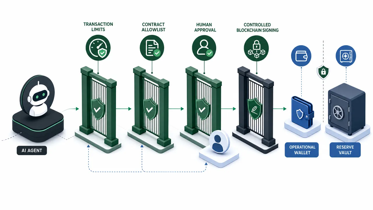 Layered controls for wallet-based agent automation
