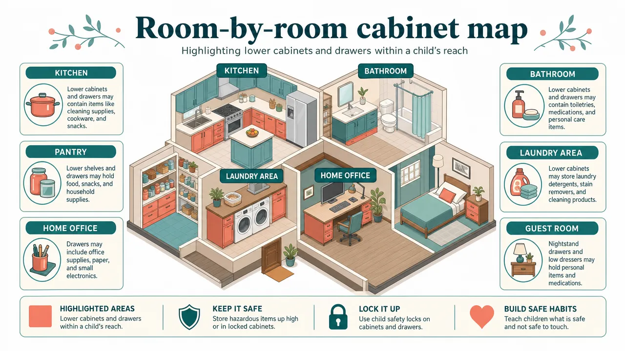 Room-by-room cabinet map
