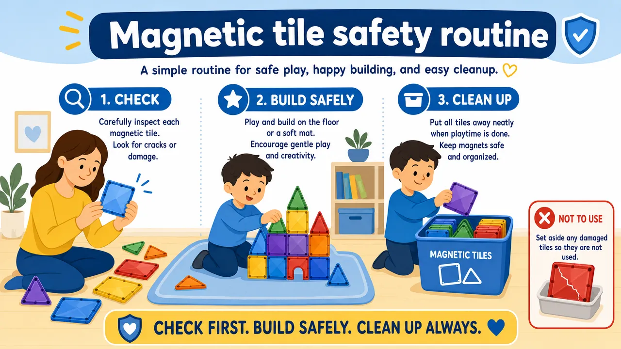 Magnetic tile safety routine