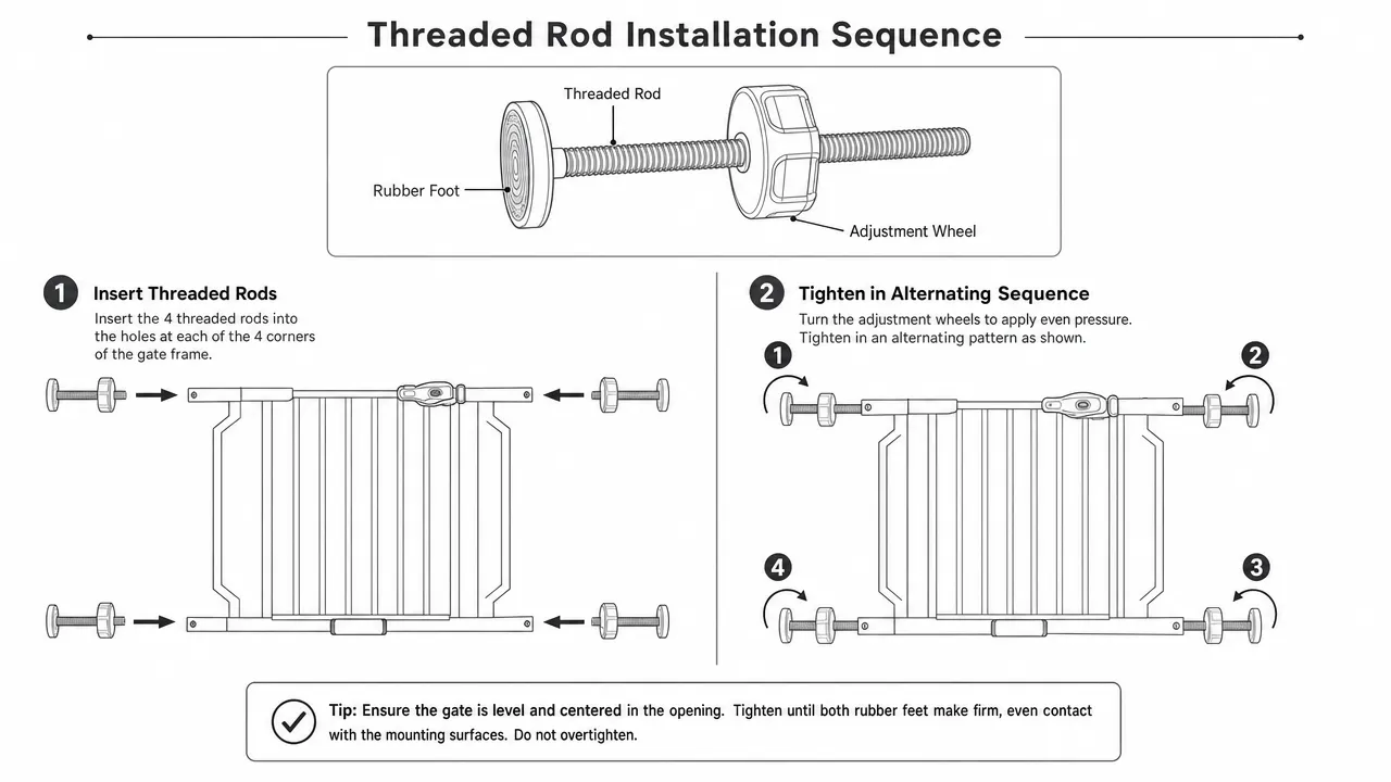 Threaded rod installation sequence