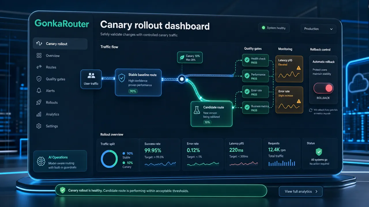 Canary rollout dashboard