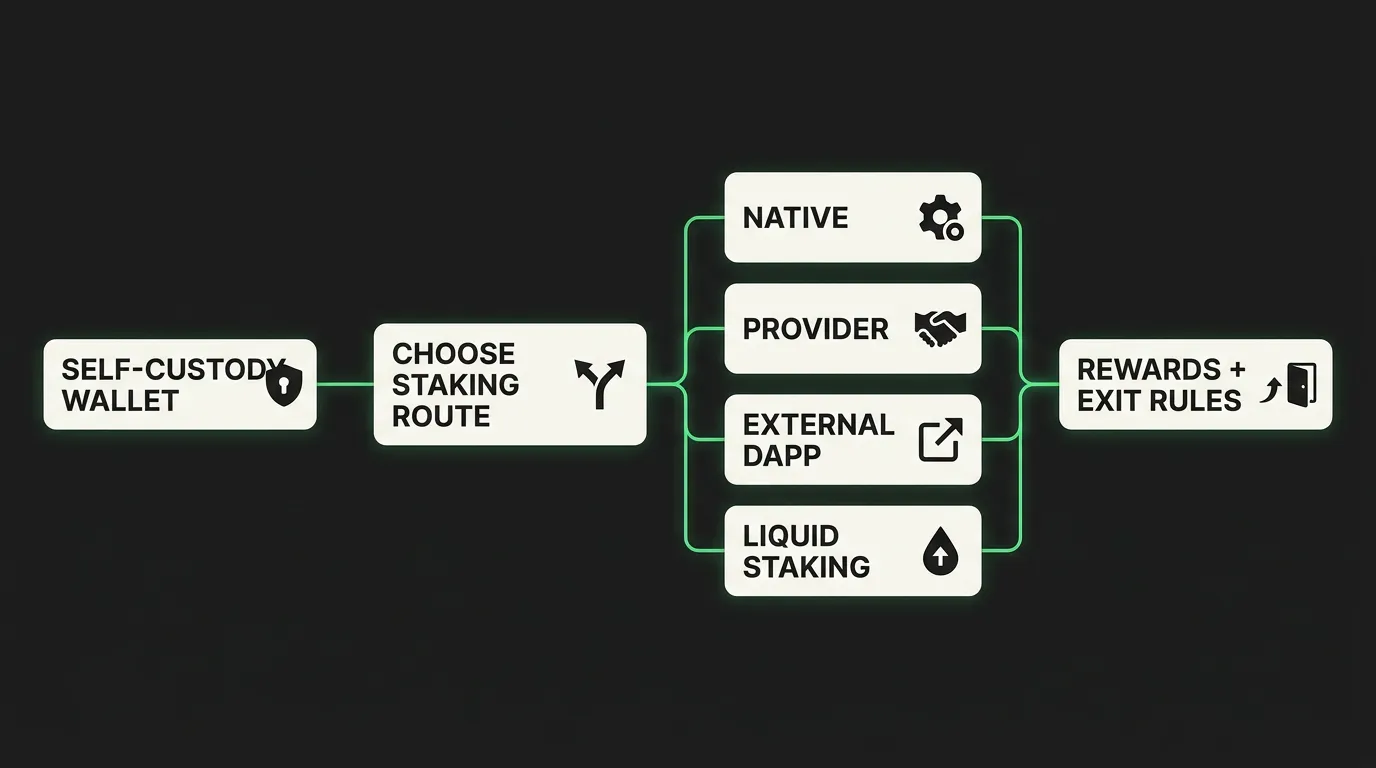 Staking methods available through self-custody wallets