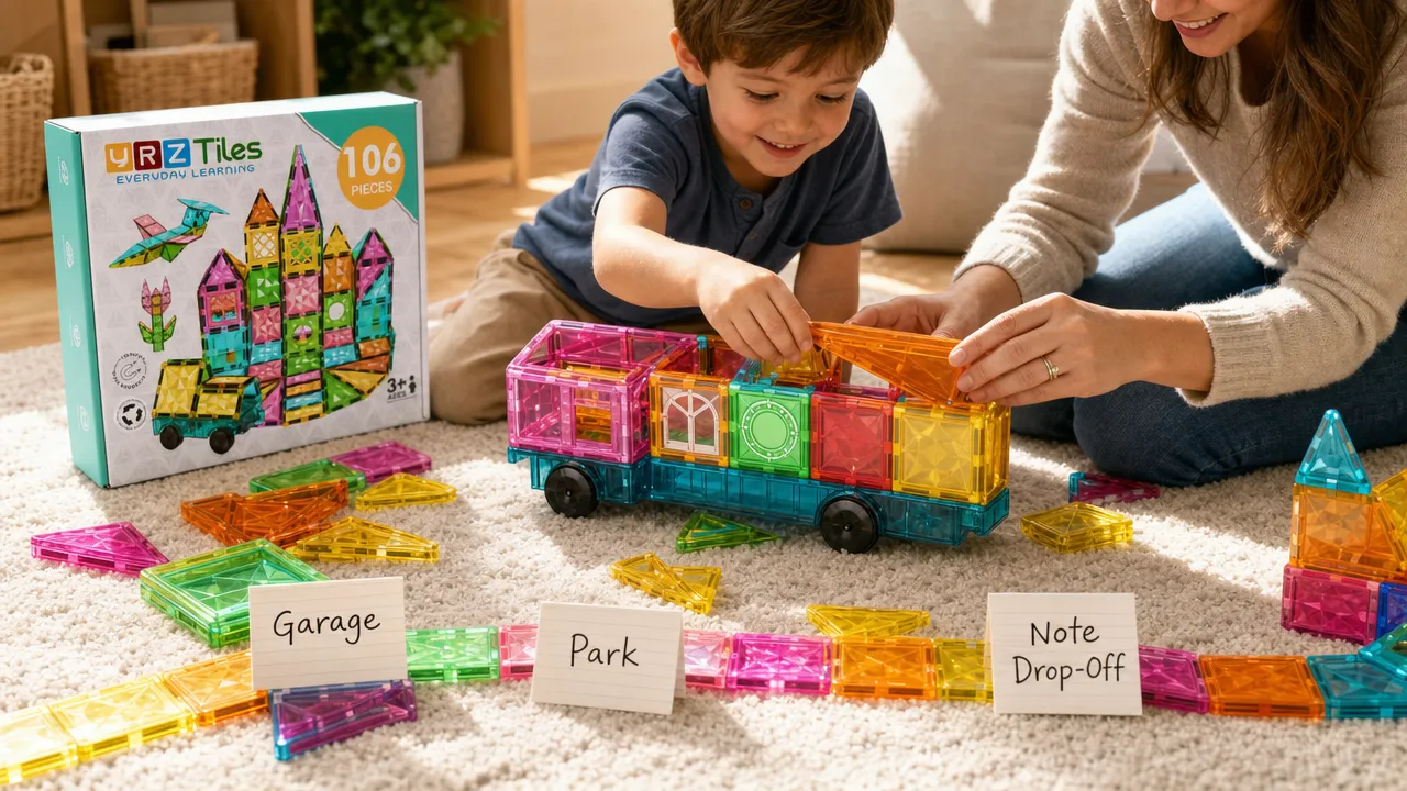 Magnetic tile vehicle play
