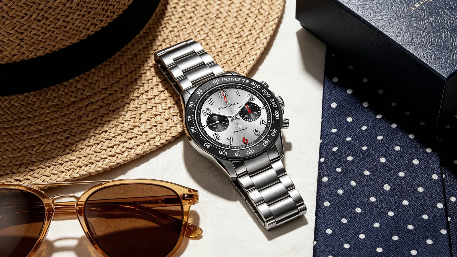 Sea-Gull Panda Eye Pilot Chronograph 44mm