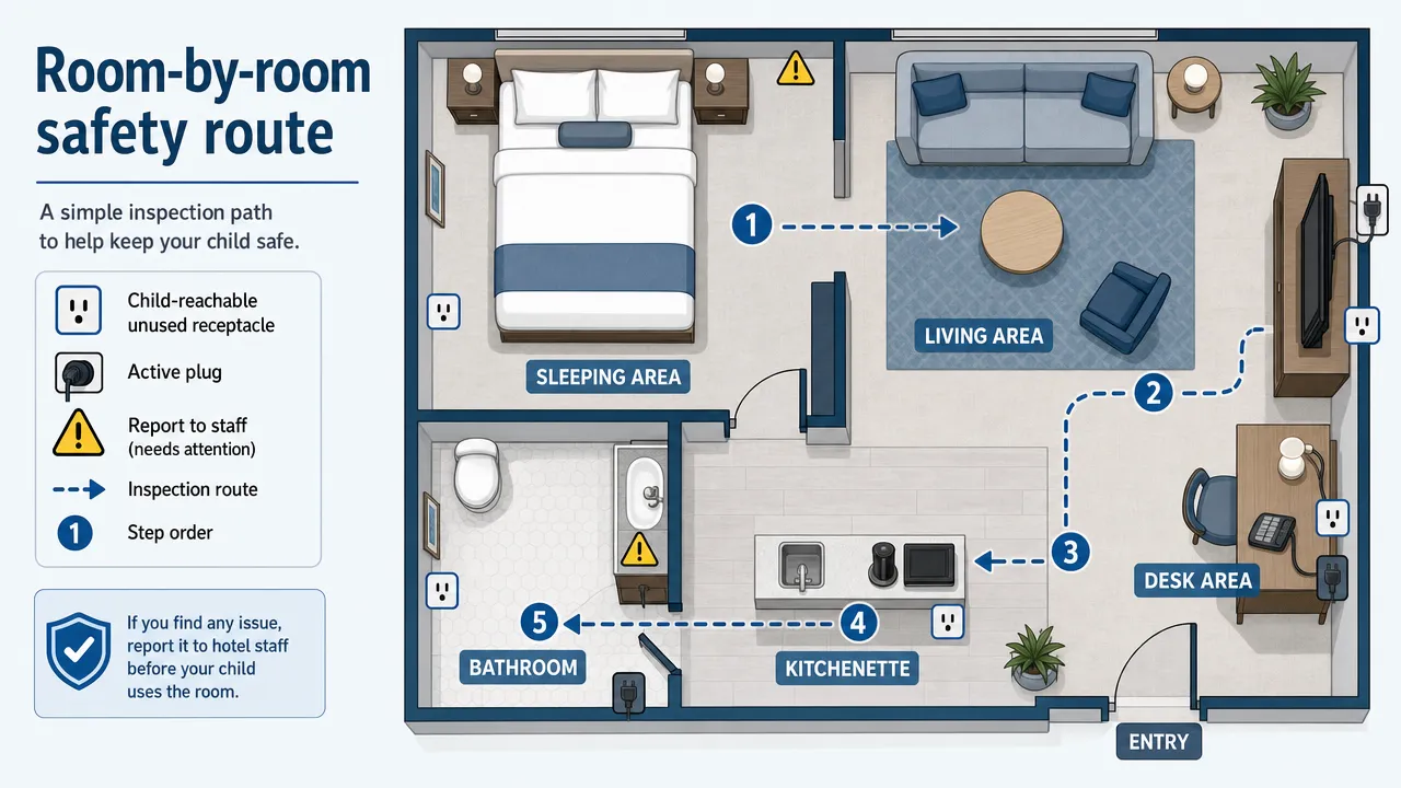 A room-by-room hotel safety route