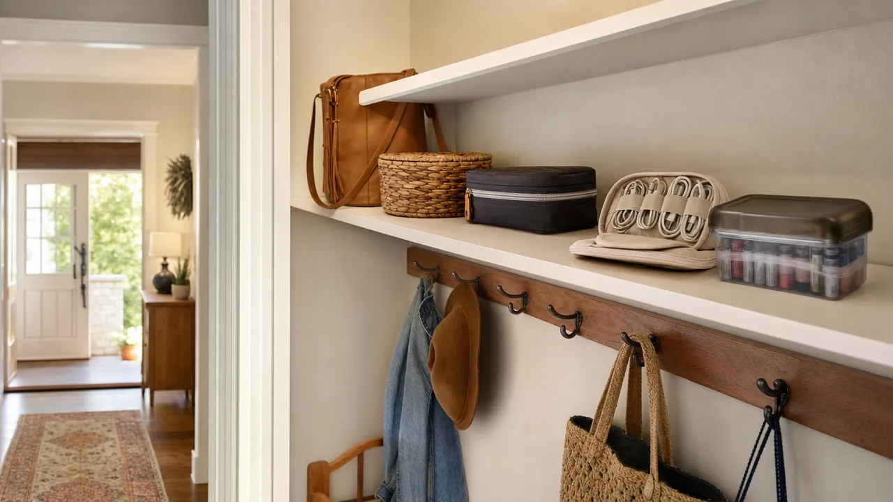 An adult-only storage area for bags and small items