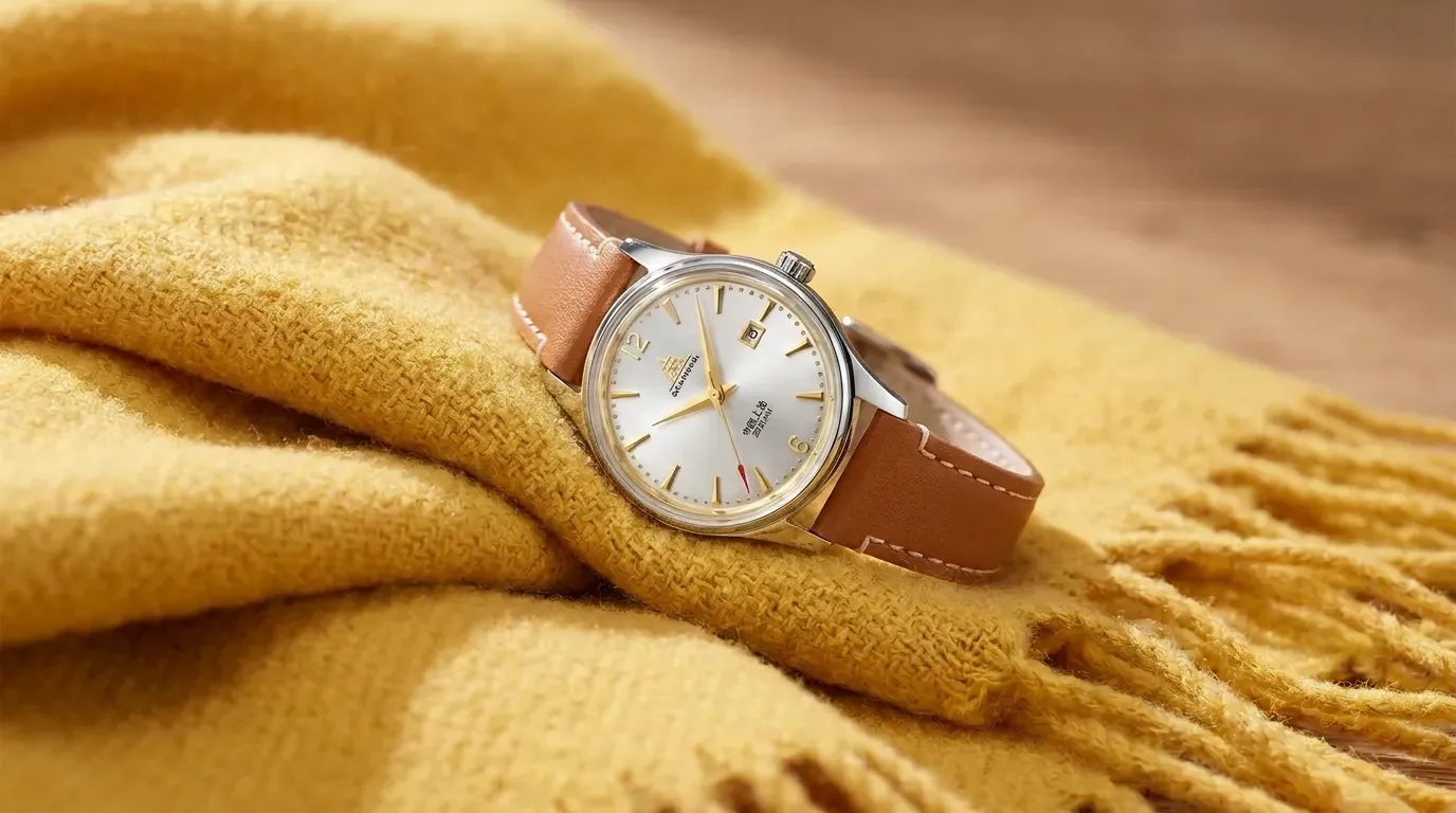 SHANGHAI Watch 50s Warm Brown Sunburst Dial 39mm